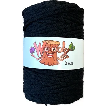 Příze Woody 5 mm – Černá (100m)