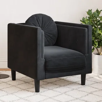 Pohovka Křeslo s polštářem černé samet - 8721012400139