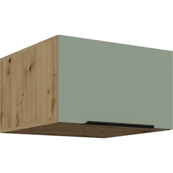 Kuchyňská skříňka Horní hluboká skříňka s výklopnými dvířky LUNARA - šířka 60 cm, zelená / dub artisan
