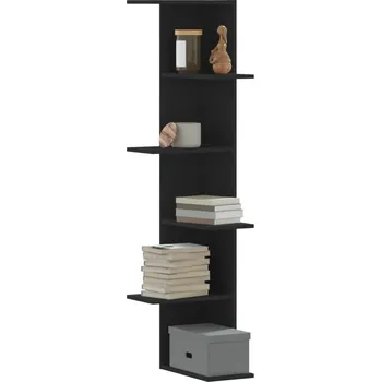 police Nástěnná rohová police černá 36,5x36,5x140 cm kompozitní dřevo - 8721102948855