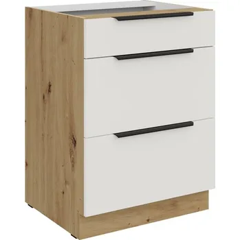 Kuchyňská skříňka Šuplíková skříňka LUNARA - šířka 60 cm, bílá / dub artisan
