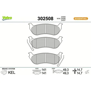 Brzdová destička Sada brzdových destiček, kotoučová brzda VALEO 302508