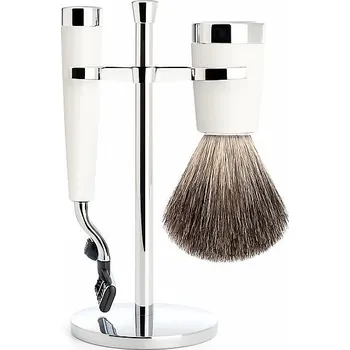 MÜHLE Sada na holení Liscio bílá, štětiny z jezevce, Mach3 S81M147M3