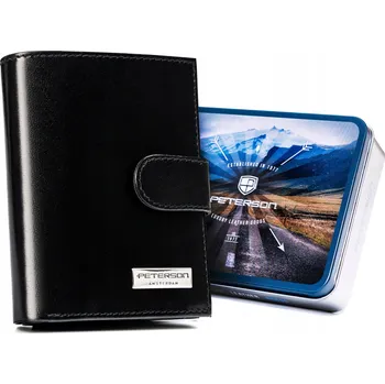 Peněženka Černá peněženka Peterson z pravé kůže, vertikální, s RFID ochranou, na patentku