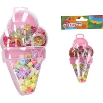 Dětské navlékací korálky Korálky set 35g s provázkem - zmrzlina /W034063/
