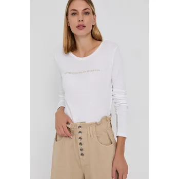 Bavlněné tričko s dlouhým rukávem United Colors of Benetton 3GA2E16G0.101 bílá 00X, vel. M