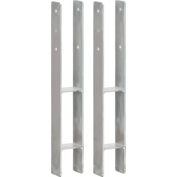 Příslušenství pro plot Plotové kotvy 2 ks stříbrné 8 x 6 x 60 cm pozinkovaná ocel - 8719883808079