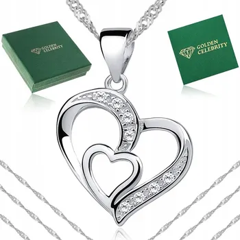 Náhrdelník STŘÍBRNÝ ŘETÍZEK SE SRDÍČKEM 925 DÁREK K VÁNOCŮM PRO DÍVKU, MAMINKU