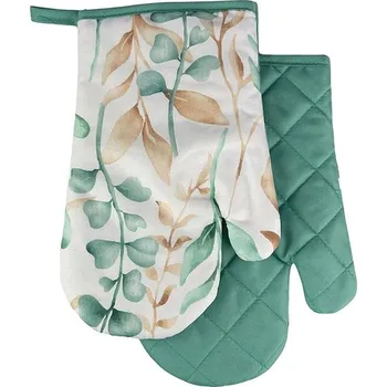 Euromat Chňapka kuchyňská /rukavice s magnetem a poutkem 2 ks - Listy mátové