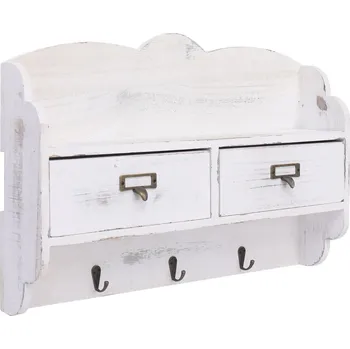 Věšák Nástěnný věšák bílý 50 x 10 x 34 cm dřevo - 8719883670072