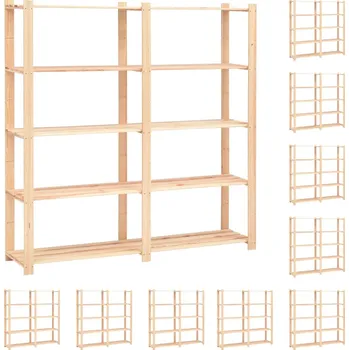 Dílenský regál Regály 5 polic 10 ks 170x38x170 cm masivní borovice 500 kg - 8719883854670
