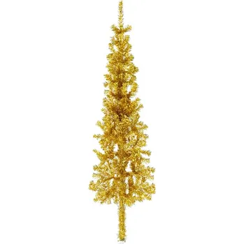Vánoční stromek Úzký umělý poloviční vánoční stromek se stojanem zlatý 150 cm - 8720287000938