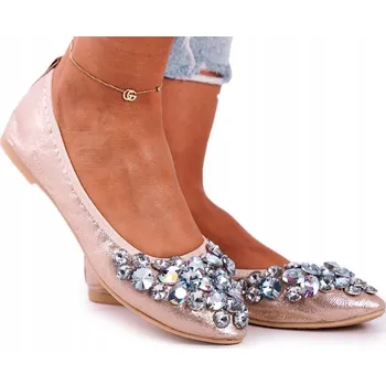 Dámská obuv Dámské baleríny se zlatým krystalem vel. 36