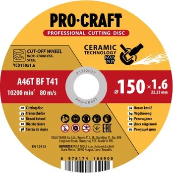 Řezný kotouč Keramický řezný kotouč Procraft YСD150x1.6 | YCD150x1.6