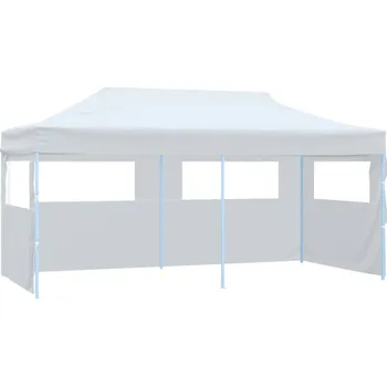 Zahradní stan Skládací nůžkový stan s bočními stěnami 3 x 6 m ocel bílý - 8719883800158
