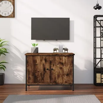 Televizní stolek TV skříňka s dvířky kouřový dub 60x35x45 cm kompozitní dřevo - 8720845759407