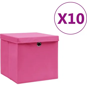 Úložný box Úložné boxy s víky 10 ks 28 x 28 x 28 cm růžové - 8720286087237