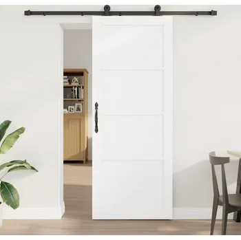 Interiérové dveře vidaXL Posuvné dveře Bílá a černá 83 x 211 cm Masivní borové dřevo [3333367]