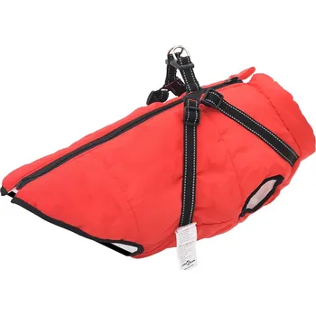 Obleček pro psa Bunda pro psa s postrojem nepromokavá reflexní červená L48 - 8721158413802