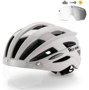 Cyklistická přilba WEST BIKING Cyklistická helma s fotochromatickou čočkou ŠEDÁ