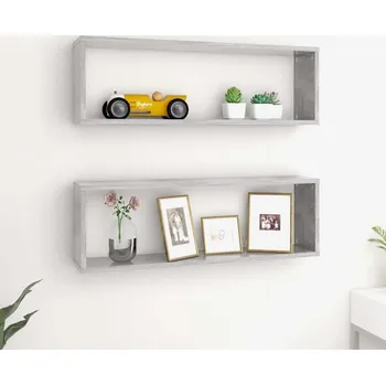 Obývací pokoj vidaXL Nástěnné obdélníkové police 2 ks 80 x 15 x 26,5 cm [815915] Barva: Betonová šedá