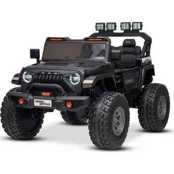 Dětské elektrovozidlo Elektrické autíčko Beneo Motors OFFRIDE 4x4² Dvoumístné 12V, černé, MP3 Přehrávač s USB/AUX vstupem, Pohon 4x4, Lithiová Baterie, EVA kola s odpružením, Dálkový ovladač, LED Světla