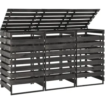 Přístřešek na popelnici Přístřešek na tři popelnice 210x75x121 cm natřené borové dřevo - 8720286211564