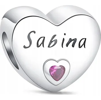 Přívěsek Přívěsek STŘÍBRO 925 Korálek Charms Jméno Sabina Srdce