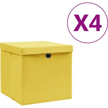 Úložný box Úložné boxy s víky 4 ks 28 x 28 x 28 cm žluté - 8720286087411