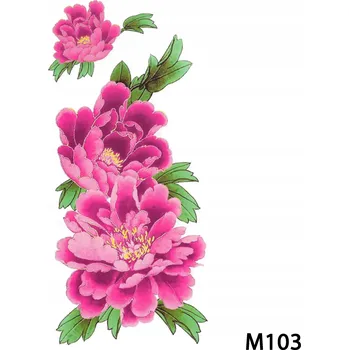 Odstranitelné tetování Dočasné tetování TATTOO 3D 19x9 KVĚTY PIVOŇKY RŮŽOVÁ FUCHSIOVÁ