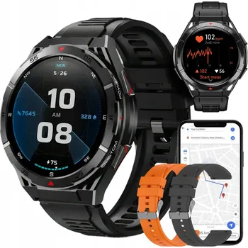 Hodinky Chytré Hodinky AST GPS AMOLED VODĚODOLNÉ ČERNÉ MĚŘENÍ PULSU GYROSKOP + 2x ŘEMÍNEK