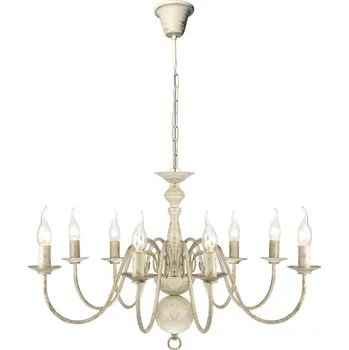 Patinovaný bílý kovový lustr pro 8 žárovek E14 - 8718475891390