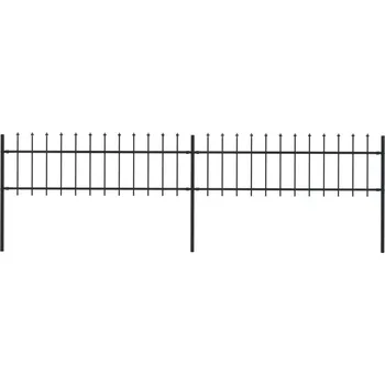 Plot Zahradní plot s kopím nahoře ocelový 359 x 60 cm černý - 8719883710150