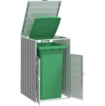 Zahradní úložný box Box na 1 popelnici šedý 72 x 81 x 115 cm ocel - 8721012988637