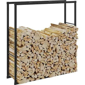 Stojan na palivové dřevo černý 110x30x116 cm ocel - 8721158628282