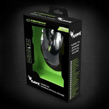 Myš Drátová myš Esperanza MX401 HAWK ZELENÁ, optický senzor