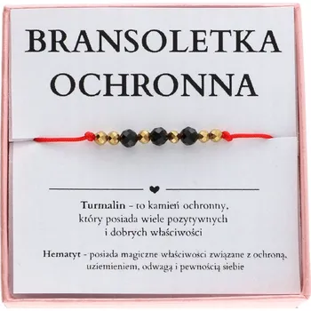 Náramek OCHRANNÝ náramek s černým turmalínem NA ČERVENÉ ŠŇŮRCE hematit