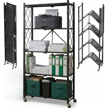 regál Kovový Skladový Regál Skládací na Kolečkách 5 Polic Mobilní Loft Avenido