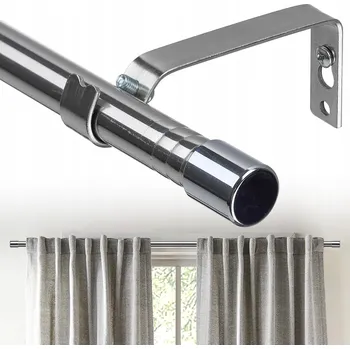 Garnýž Garnýž jednoduchá na záclony a závěsy, tyč 76-157cm, stříbrná, kovová