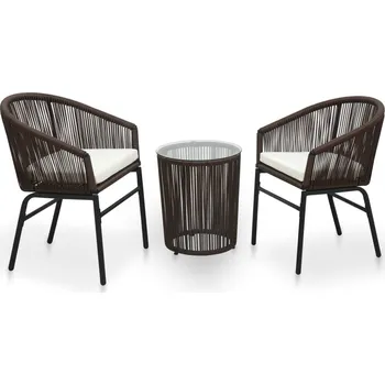 Zahradní sestava 3dílný bistro set s poduškami PE ratan hnědý - 8719883813905