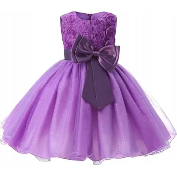 Dámské šaty Roztomilé společenské Šaty s mašlí a třpytkami - Ideální na svatby - Velikost 130