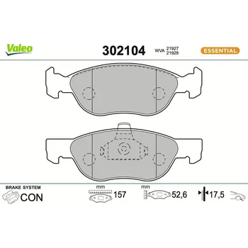 Brzdová destička Sada brzdových destiček, kotoučová brzda VALEO 302104