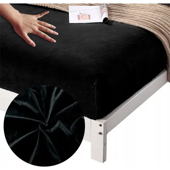 Prostěradlo PROSTĚRADLO měkké PLYŠOVÉ mikrovlákno 220x200 +28cm s gumou MEDVÍDEK ČERNÉ