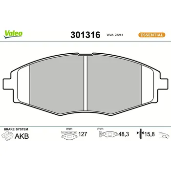 Brzdová destička Sada brzdových destiček, kotoučová brzda VALEO 301316