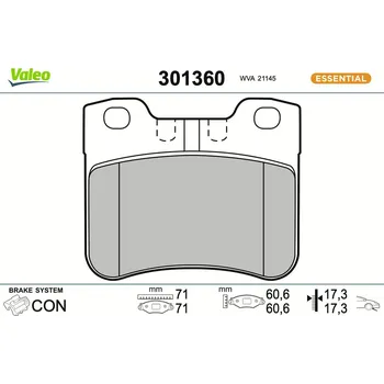Brzdová destička Sada brzdových destiček, kotoučová brzda VALEO 301360