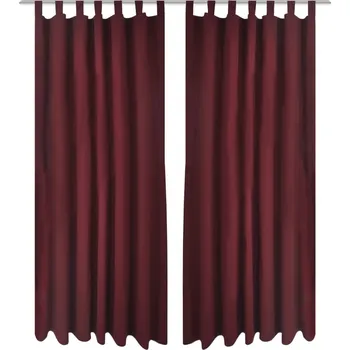 Závěs 2 ks vínové mikrosaténové závěsy s poutky 140 x 175 cm - 8718475898764