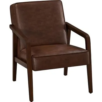 Křeslo Relaxační křeslo 592438 dark brown, z umělé kůže, s nohami z masivního dřeva, hnědé, 78 x 67 x 79,5 cm - A YAHEETECH