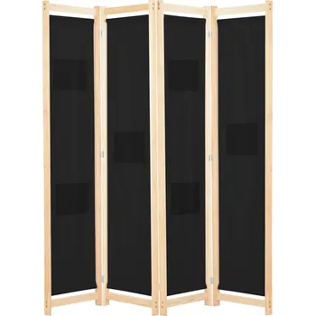Paraván 4dílný paraván černý 160 x 170 x 4 cm textil - 8718475730927