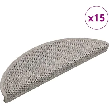 Nášlap na schod Samolepicí nášlapy na schody sisal 15 ks 56x17x3 cm stříbrné - 8720286329535