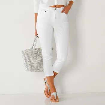 Dámské kalhoty Úzké tvilové 7/8 kalhoty bílá 52